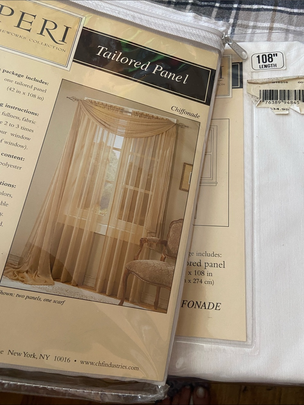 Set of 2 PERI Chiffonade Tailored Panel Curtain - Off White 108 x 42” New